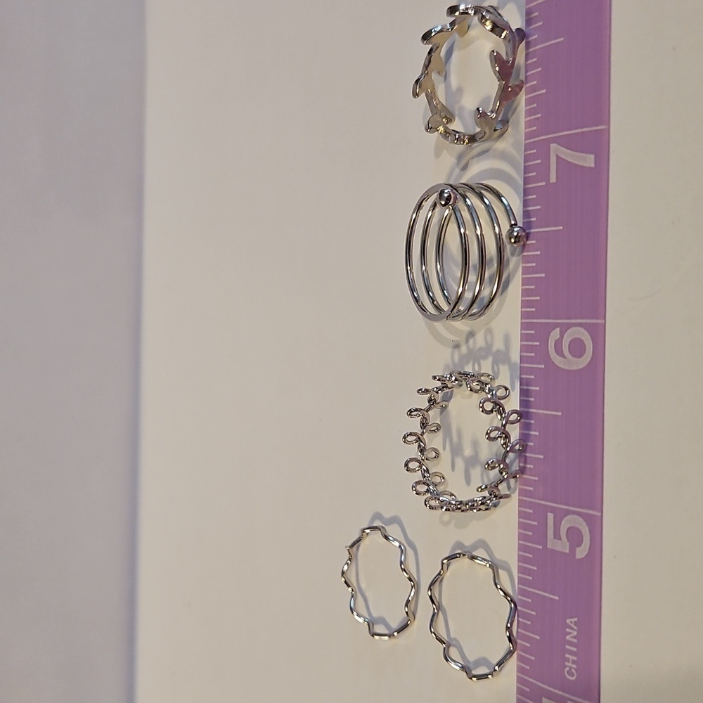 3/15$ Bundle Deal New 5 Piece Silver knuckle Stackable Rings - Picture 2 of 3